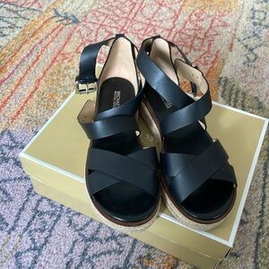 Michael Kors black leather sandal